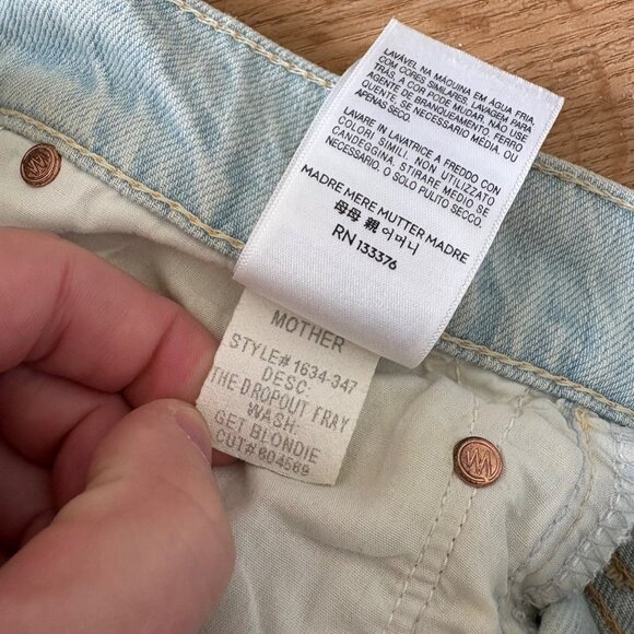 Mother The Dropout Fray Get Blondie Straight Leg Denim Jeans Blue Size 26 - Picture 15 of 16